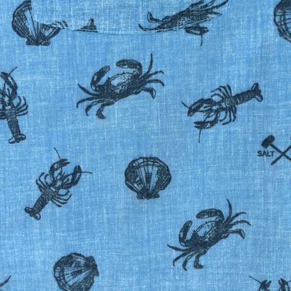 SALT LIFE Crustaceans Shirt Men's XL Blue Crabs Lobster Scallops Mallets Seafood - Picture 8 of 9